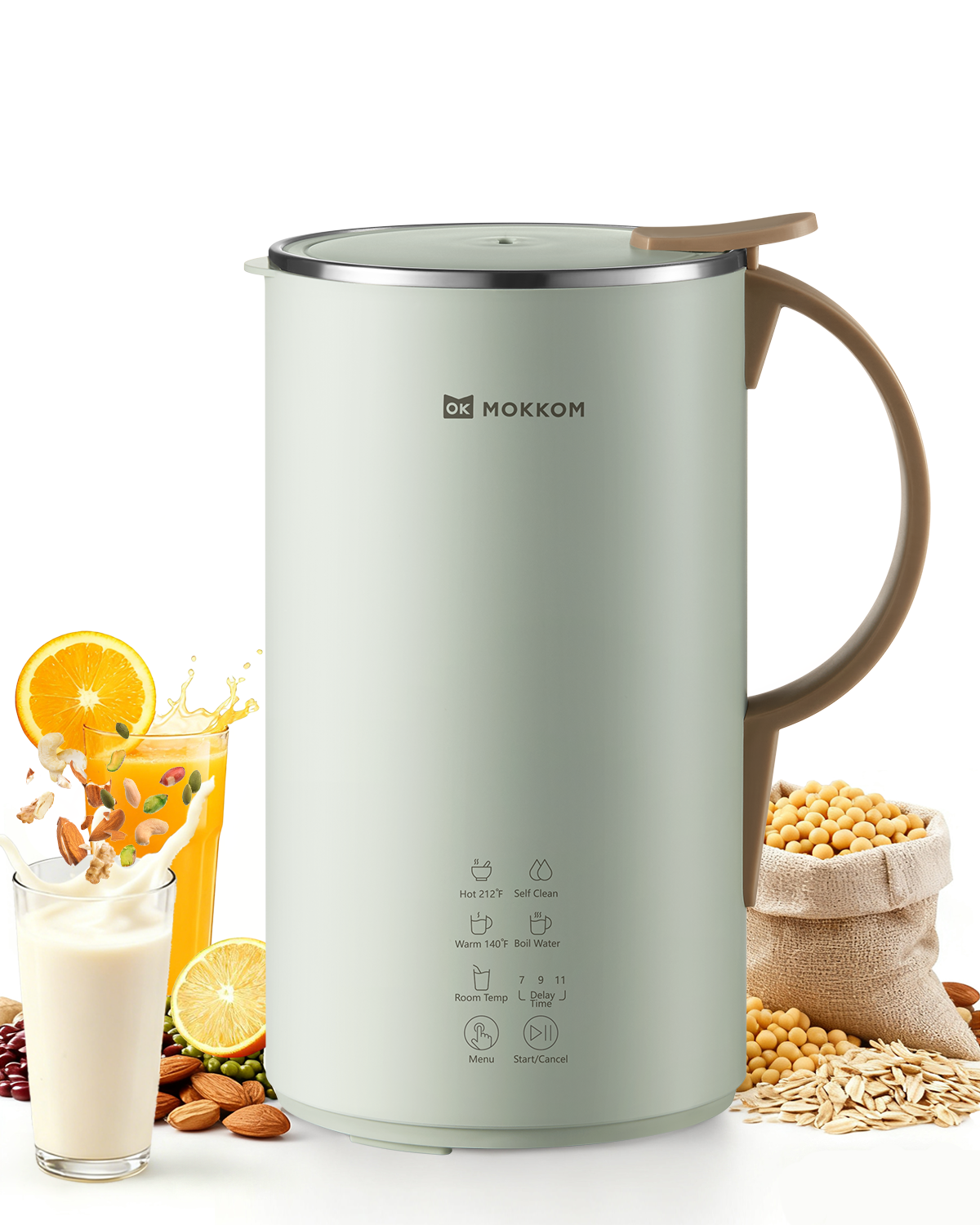 MOKKOM Automatic Nut Milk Maker, 20 oz Soy Milk Maker, Homemade Almond, Oat, Coconut, Soy, Plant-Based Milk and Dairy Free Beverages, Almond Milk Maker with Delay Start/Boild Water/Self Clean