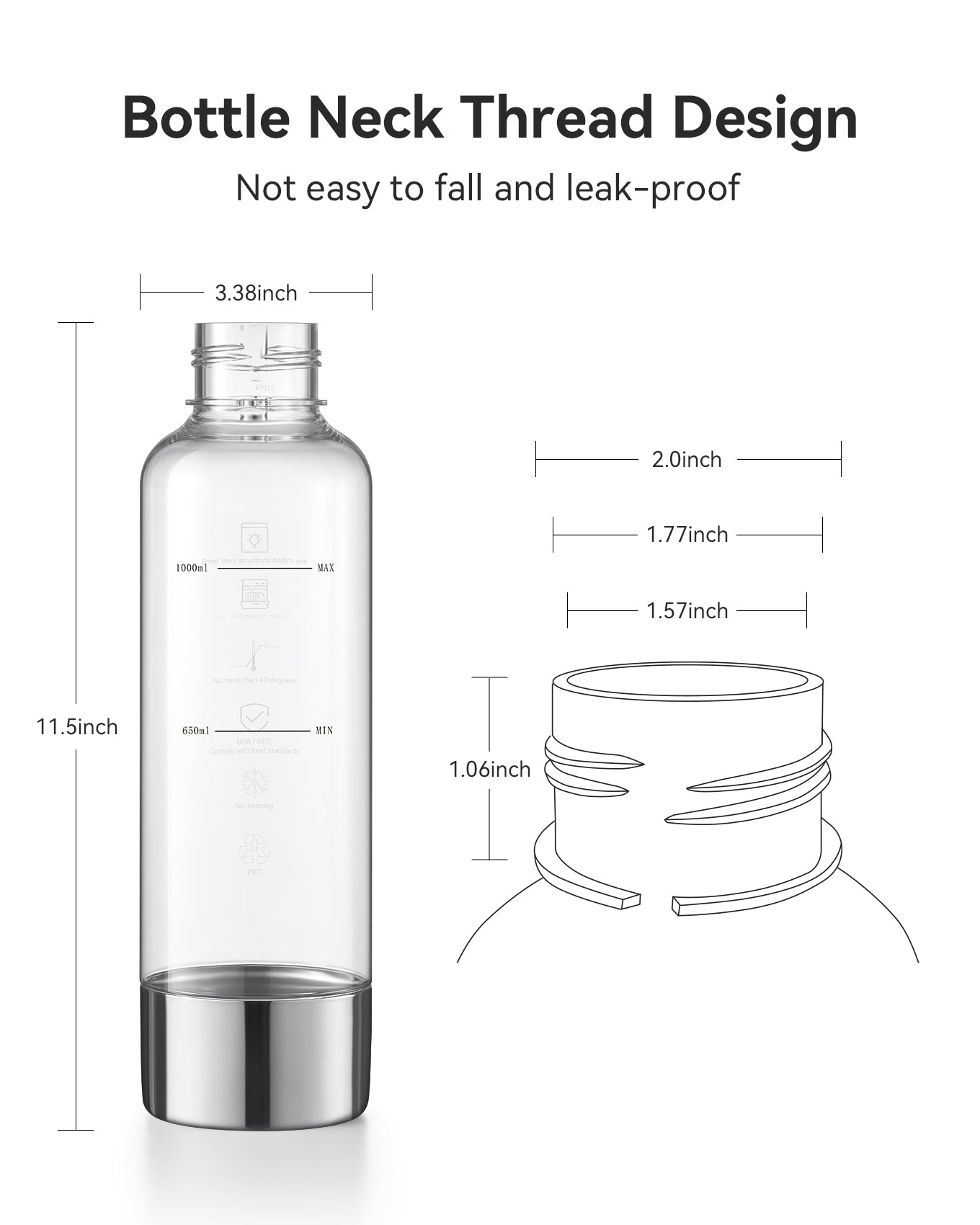 MOKKOM Soda Maker Bottle, 1L Reusable Sparkling Water Bottles, BPA Free PET Carbonating Bottles, Replacement Bottle Compatible Sparkling Water Maker