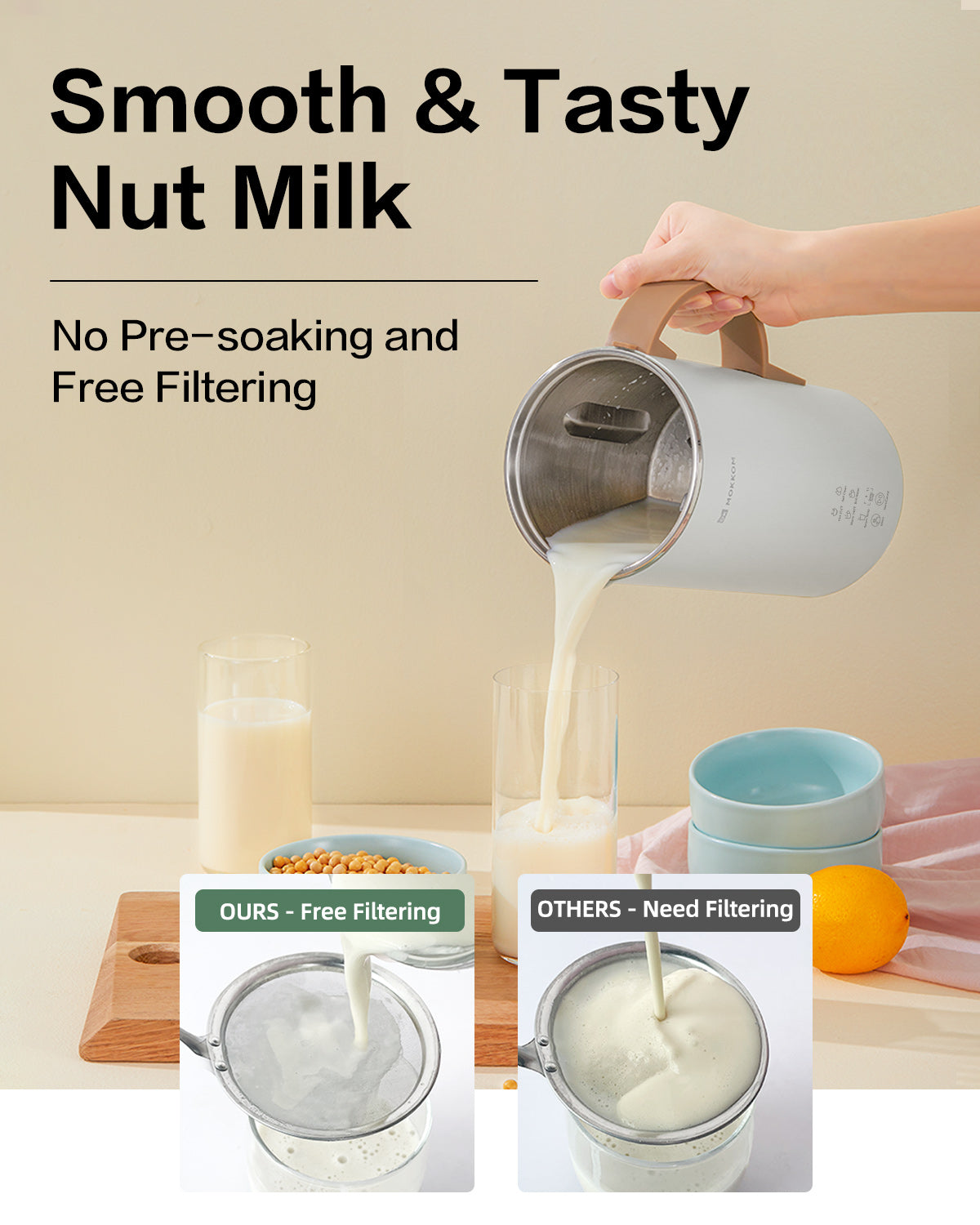 MOKKOM Automatic Nut Milk Maker, 20 oz Soy Milk Maker, Homemade Almond, Oat, Coconut, Soy, Plant-Based Milk and Dairy Free Beverages, Almond Milk Maker with Delay Start/Boild Water/Self Clean