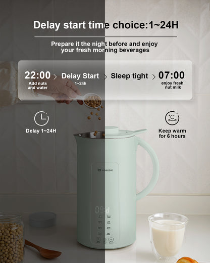 MOKKOM 9 in 1 Nut Milk Maker, 42oz Automatic Almond Milk Machine for Homemade Plant-Based Milk, Oats, Soy, Dairy Free Beverages, Soy Milk Maker with Delay Start/Keep Warm/Self-Cleaning/Boiling