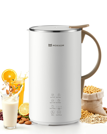 MOKKOM Automatic Nut Milk Maker, 20 oz Soy Milk Maker, Homemade Almond, Oat, Coconut, Soy, Plant-Based Milk and Dairy Free Beverages, Almond Milk Maker with Delay Start/Boild Water/Self Clean