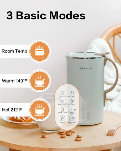 MOKKOM Automatic Nut Milk Maker, 20 oz Soy Milk Maker, Homemade Almond, Oat, Coconut, Soy, Plant-Based Milk and Dairy Free Beverages, Almond Milk Maker with Delay Start/Boild Water/Self Clean