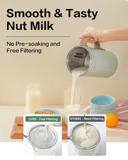 MOKKOM Automatic Nut Milk Maker, 20 oz Soy Milk Maker, Homemade Almond, Oat, Coconut, Soy, Plant-Based Milk and Dairy Free Beverages, Almond Milk Maker with Delay Start/Boild Water/Self Clean