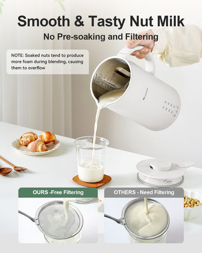 MOKKOM 9 in 1 Nut Milk Maker, 42oz Automatic Almond Milk Machine for Homemade Plant-Based Milk, Oats, Soy, Dairy Free Beverages, Soy Milk Maker with Delay Start/Keep Warm/Self-Cleaning/Boiling