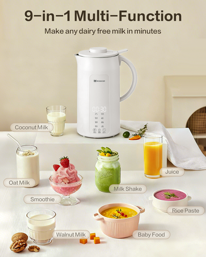 MOKKOM 9 in 1 Nut Milk Maker, 42oz Automatic Almond Milk Machine for Homemade Plant-Based Milk, Oats, Soy, Dairy Free Beverages, Soy Milk Maker with Delay Start/Keep Warm/Self-Cleaning/Boiling