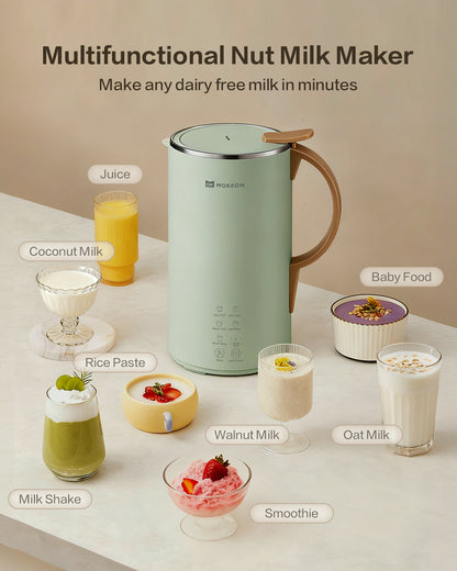 MOKKOM Automatic Nut Milk Maker, 20 oz Soy Milk Maker, Homemade Almond, Oat, Coconut, Soy, Plant-Based Milk and Dairy Free Beverages, Almond Milk Maker with Delay Start/Boild Water/Self Clean