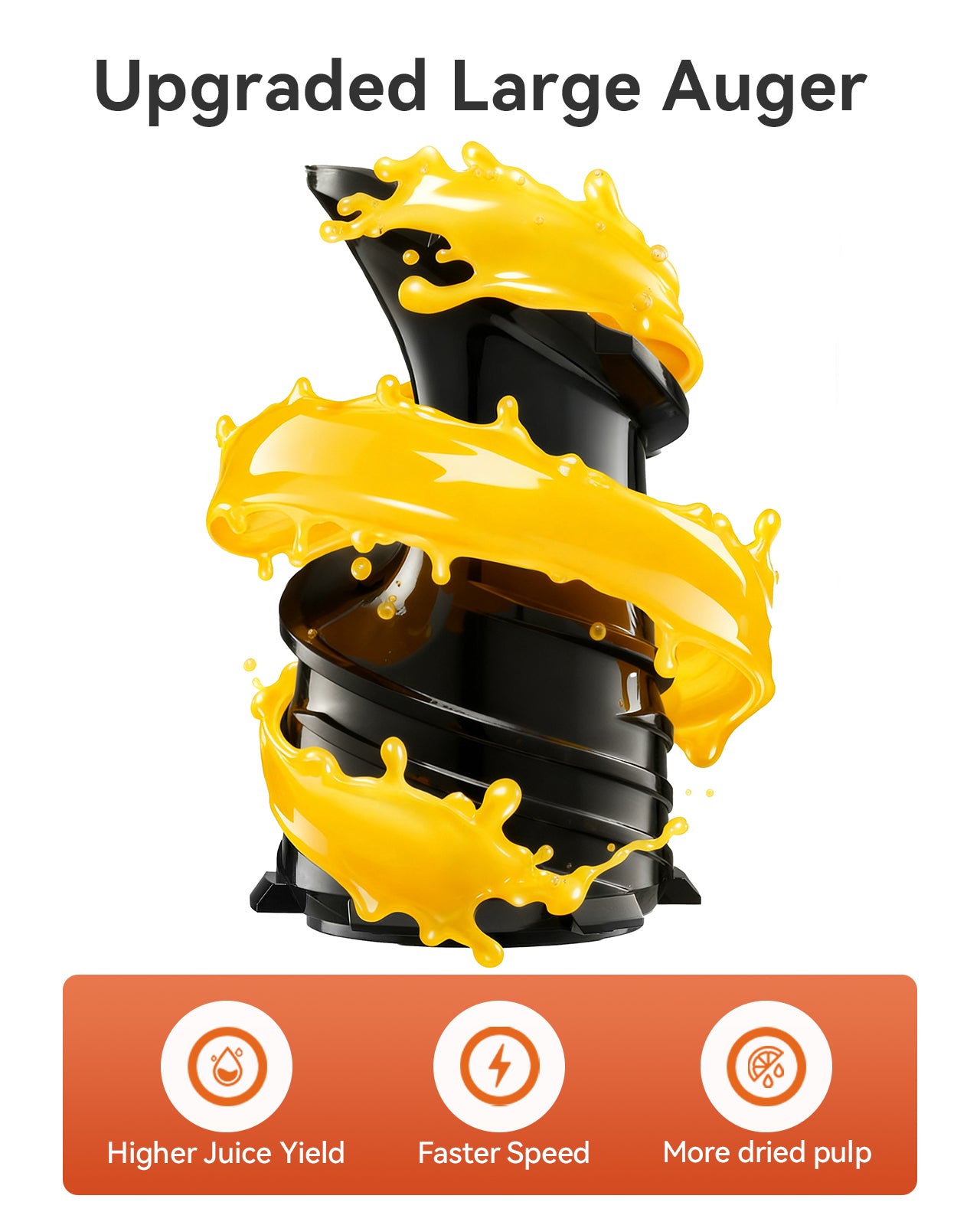 MOKKOM Cold Press Juicer, Updated Large Feed Chute Juice Extractor Machine, High Juice Yield, Slow Masticating Juicer Fit Whole Fruits Vegetables, Black