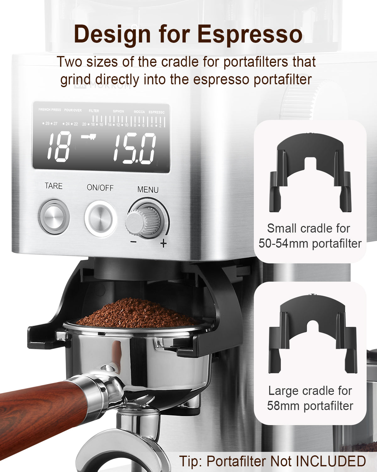 MOKKOM Coffee Grinder with Removable Coffee Scale via Bluetooth Connectivity, Anti-static Conical Burr Coffee Bean Grinder, 31 Precise Settings for Espresso/Drip/Pour Over/Cold Brew/French Press