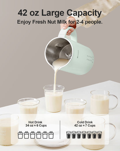 MOKKOM 9 in 1 Nut Milk Maker, 42oz Automatic Almond Milk Machine for Homemade Plant-Based Milk, Oats, Soy, Dairy Free Beverages, Soy Milk Maker with Delay Start/Keep Warm/Self-Cleaning/Boiling