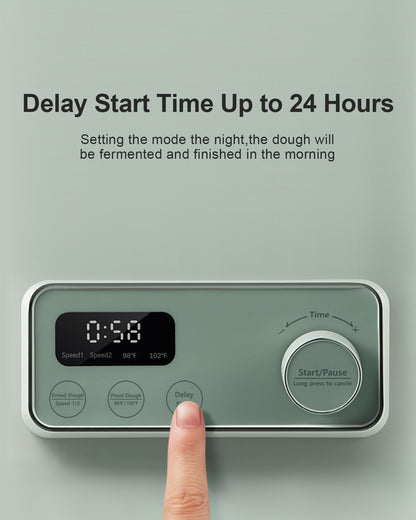 MOKKOM Electric Dough Maker with Proof Dough Function, Microcomputer Timing, 6.34Qt 304 Stainless Steel Bowl, Household Dough Maker Kitchen Flour Kneading Machine, Green