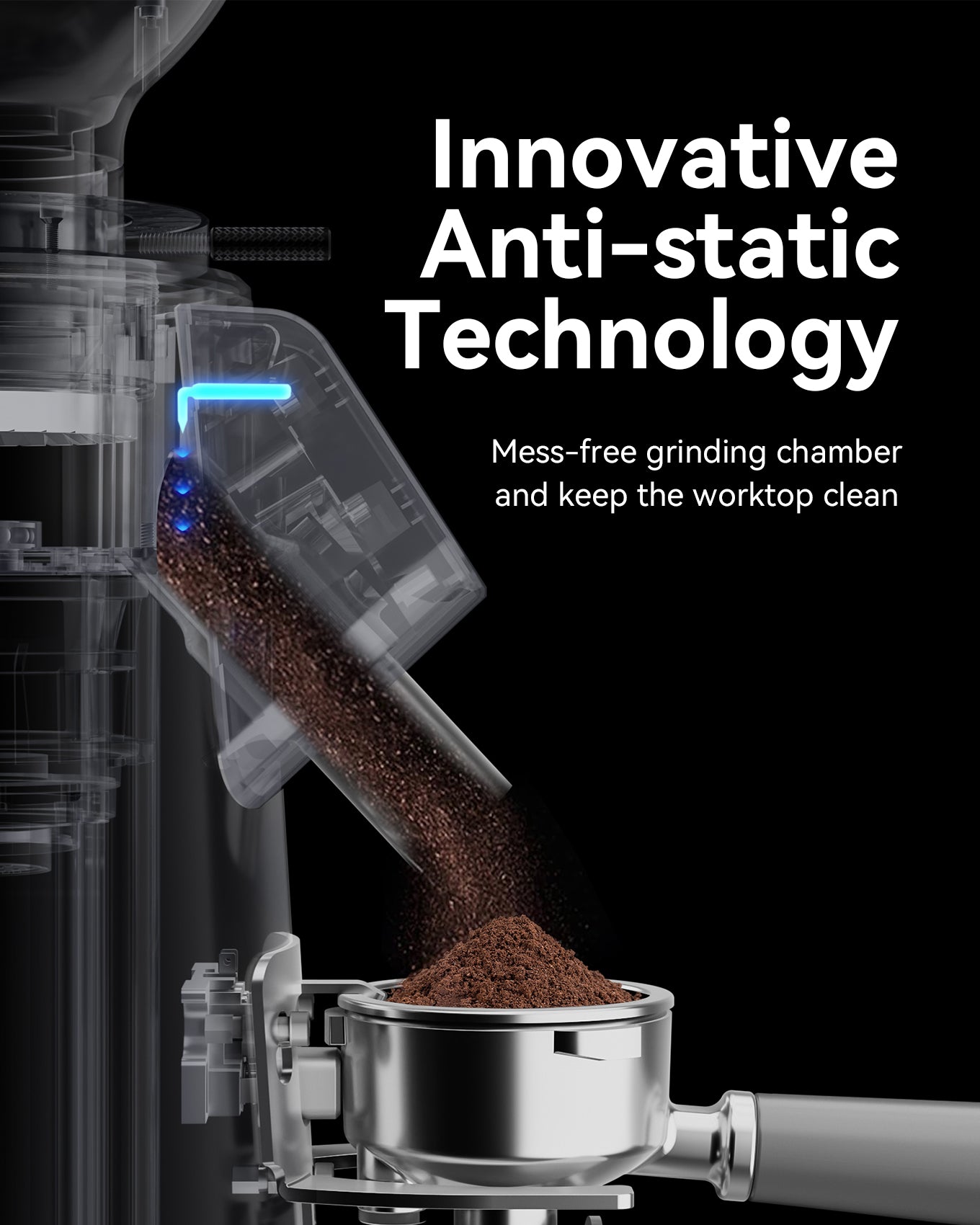 MOKKOM Professional 64mm Flat Burr Coffee Grinder with 100 Grind Settings, All-Metal Stainless Steel Body, Coffee Bean Grinder with Adjustable Electronic Timer, Anti-Static, LED Display