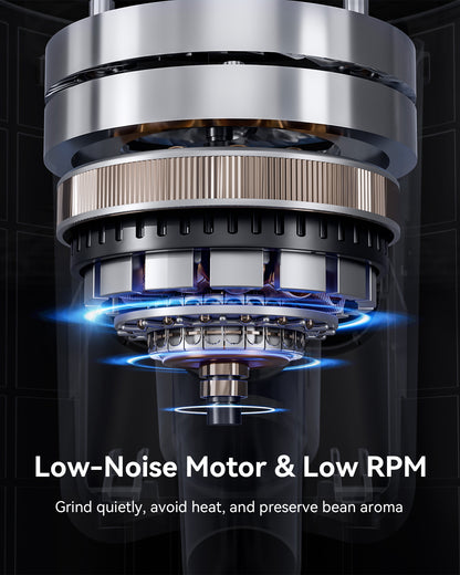 MOKKOM Professional 64mm Flat Burr Coffee Grinder with 100 Grind Settings, All-Metal Stainless Steel Body, Coffee Bean Grinder with Adjustable Electronic Timer, Anti-Static, LED Display